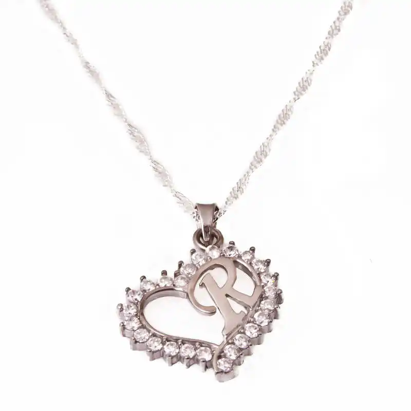 

Silver Letter R Heart Lady Necklace