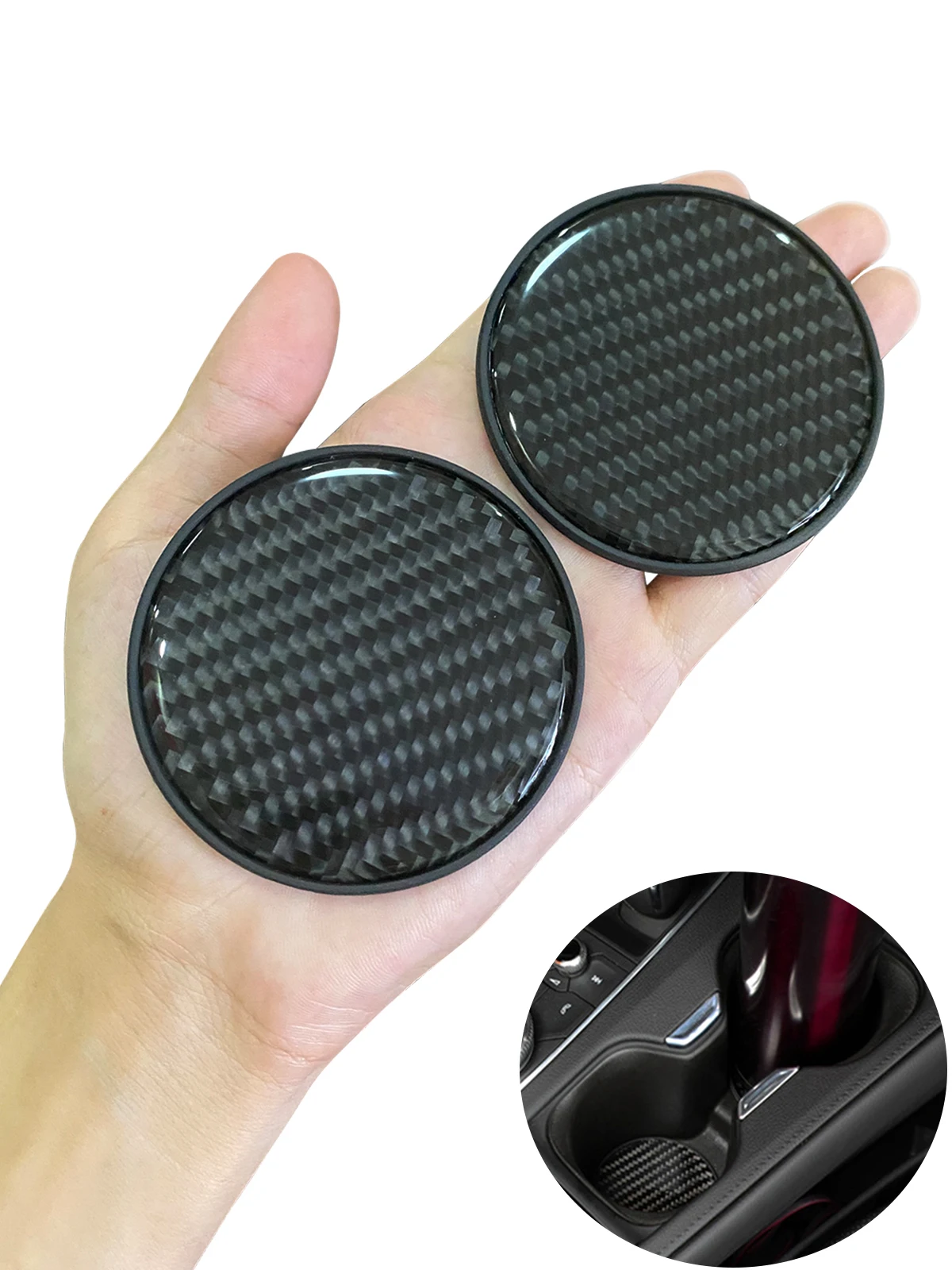 

1pcs Car Cup Holder Mat Anti-Slip Carbon fiber Coaster For Jeep Grand Cherokee Commander Renegade Wrangler JK JL Compass Patriot