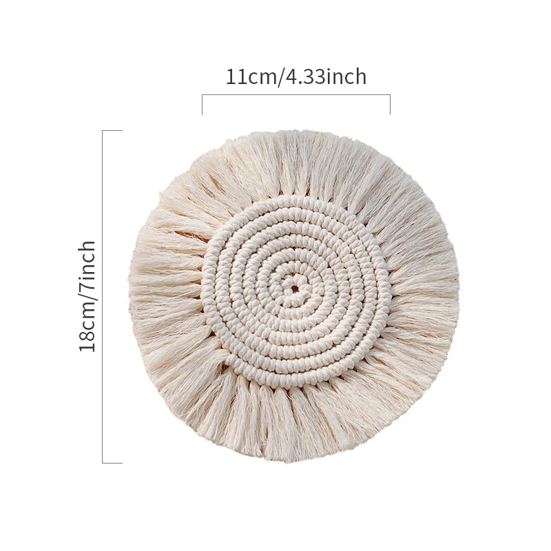 

6pcs Round Cotton Coasters Linen Mats Insulation Coffee Pad Placemat Non-slip Cup Cushion Cuisine Mats Kitchen Accessories