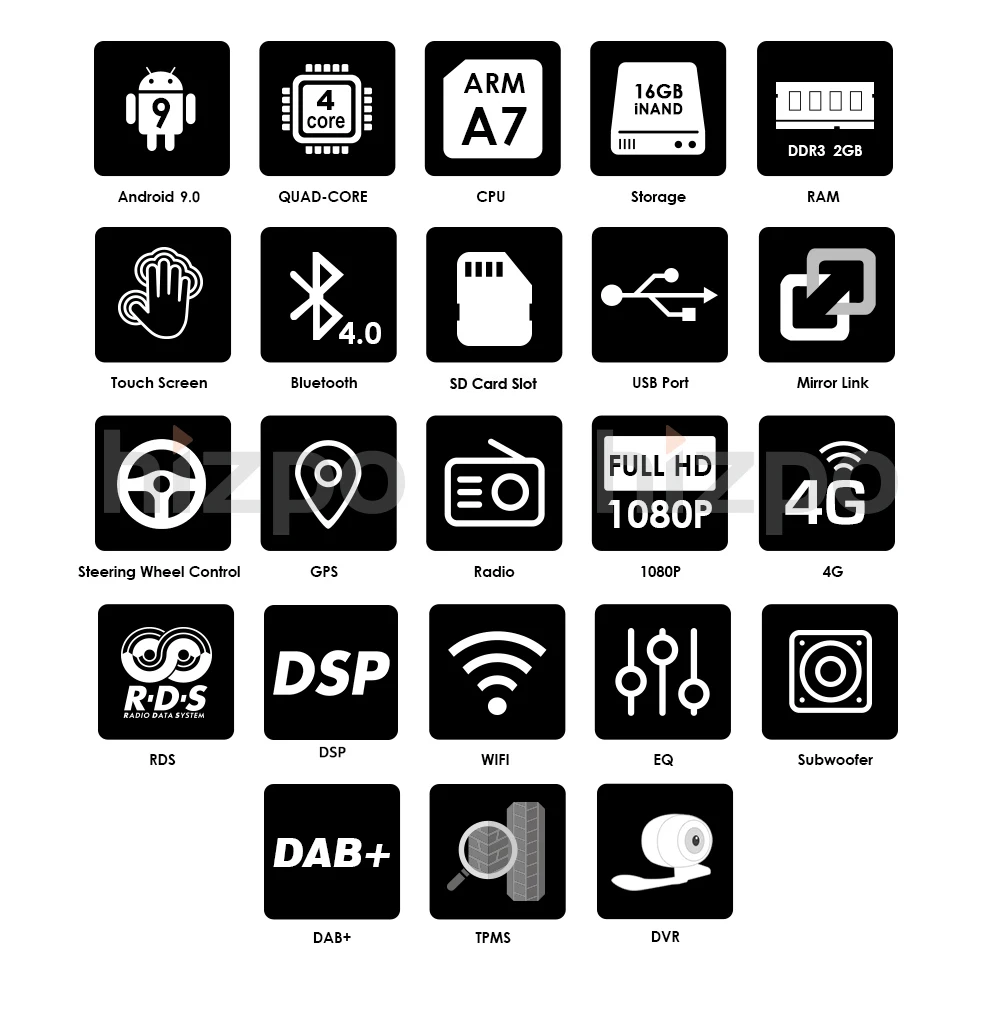 Топ Android9.0 2GRAM 16GROM 4 четырехъядерный автомобильный dvd-плеер GPS DAB + SD RDS радио