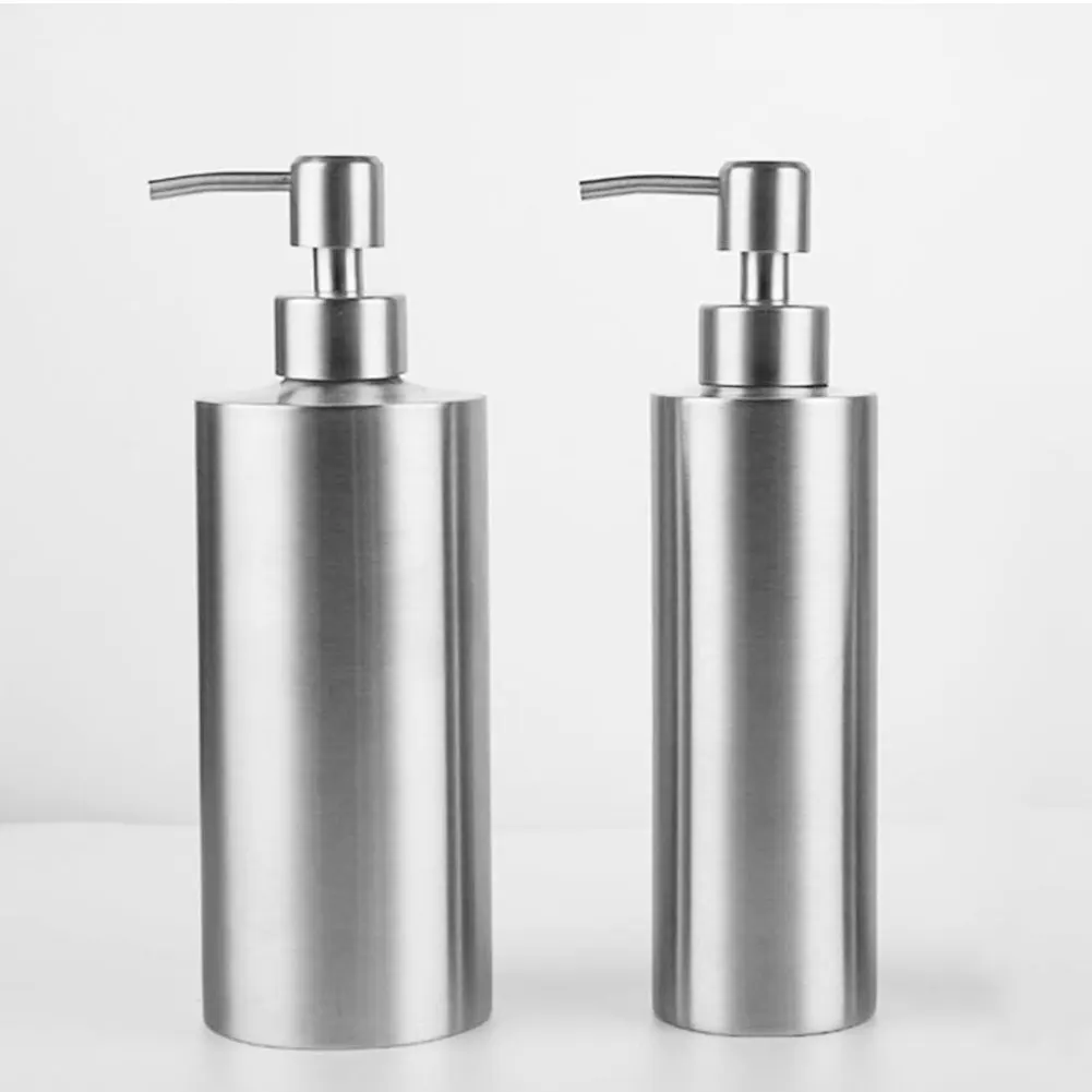 

2PCS 304 Stainless Steel Liquid Soap Dispenser Toilet Hand Replacement Lotion Shampoo Pump With Plastic Jar Tube For Bathroom