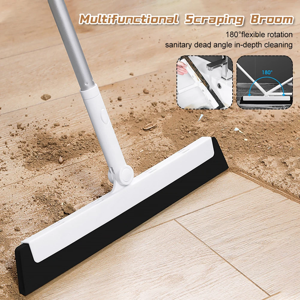 

Floor Squeegee Broom 180° Rotatable Floor Scrubber Glass Wiper With Adjustable Long Handle Kitchen Bathroom Cleaning Tool