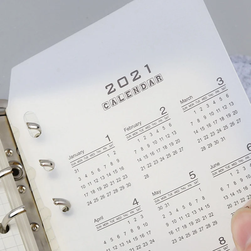 2021 год календарь для спирального блокнота планировщик пополнения Прозрачный PP