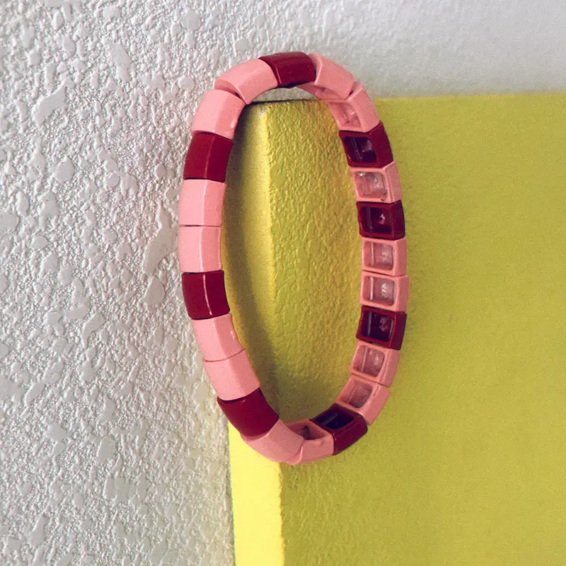 Женский браслет с эмалью Flatfoosie модный ручной работы рисунком эластичный