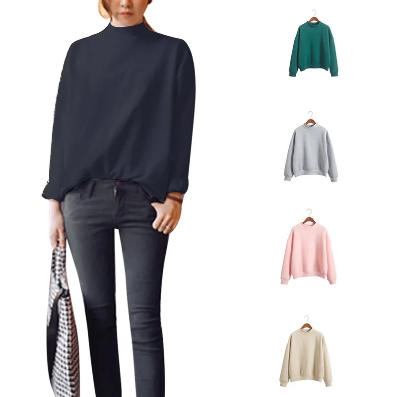 Женские корейские свободные толстовки 9 цветов зимние однотонные бархатные