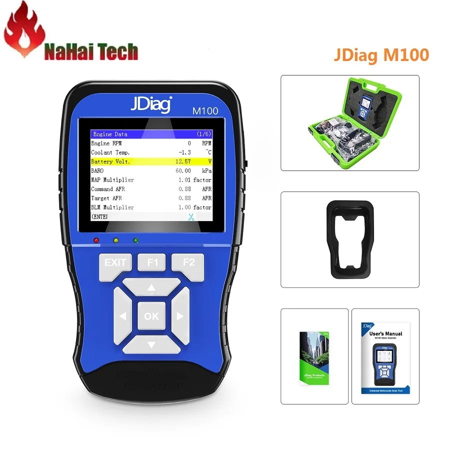 

Newest JDiag M100 Motorcycle Scanner Universal Motorcycle Scan Tool 12V Battery Tester Intelligent Dual System Moto Scan Tool