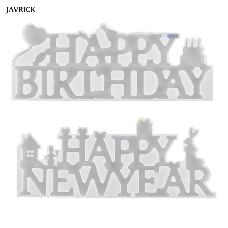 

Happy New Year Silicone Molds DIY Happy Birthday Letters Epoxy Resin Molds Handmade Crafts Supplies Jewelry Making Tools