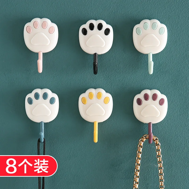 

Cartoon Cat Claw non-stick Glue Kitchen Hook Door Hook Hook after a powerful non-track Hook 8 installed