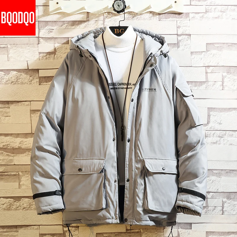 Мужские зимние куртки и пальто похожего на натуральный шелк с хлопком молнии в