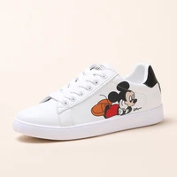 disney spring new solid color small white shoes ladies cartoon mickey mouse casual sports flat shoes ladies sneakers