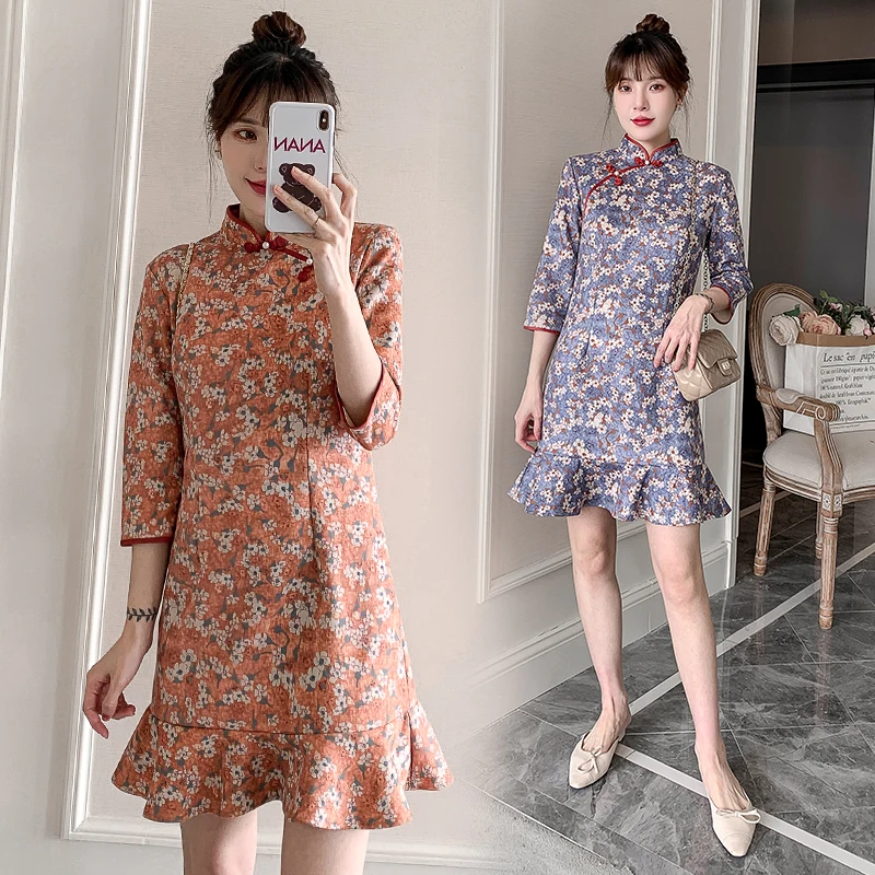 

2021 Plus Size 3XL 4XL Fashion Floral Vintage Modern Cheongsam Dress for Women Party Casual Qipao Traditional Chinese Clothing