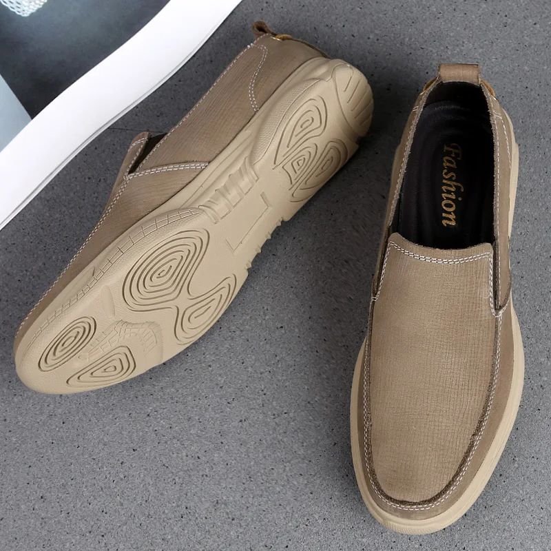 

Fashion 100% Genuine Leather Shoes Men Cow Leather Casual Shoes Male Outdoor High Quality Men Flats slip on Man Footwear w5