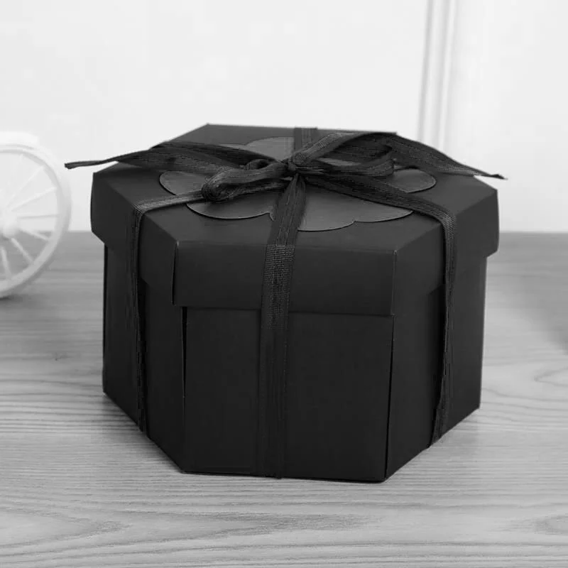Caja de regalo de San Valent&iacute;n para parejas, &aacute;lbum de fotos Manual con memoria y acabado hexagonal, regalo de aniversario y fiesta de navidad-4