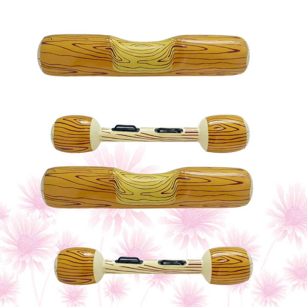 

1 Set of 4Pcs Inflatable Swimming Pool Floating Toys Wood Grain Row Seat Party Water Log Rafts to Float Toys Wood Grain Color (2