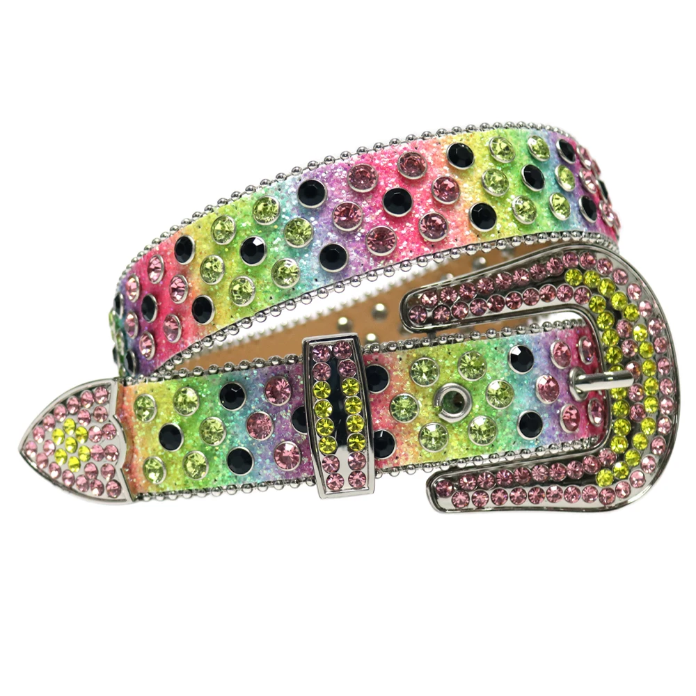 

Luxury Strap Belt Rhinestones Belts Western Diamond Studded Belt Colorful Cinto De Strass For Women Men Cowgirl Cowboy
