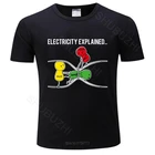 Футболка мужская хлопковая с коротким рукавом, модная тенниска с объяснением электричества, мужская рубашка с надписью Ohm's Law Version2