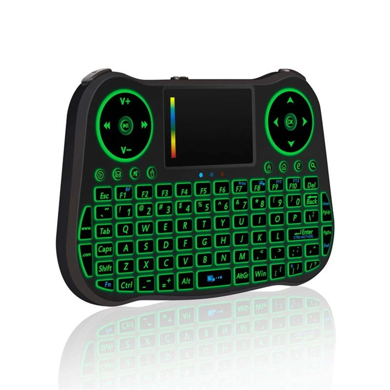

2.4G Wireless Handheld Keyboard 7 Color Backlight Dual Mode English Fingerboard