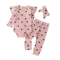 baby clothes sets spring toddler outfits romper girls cotton long sleeve o neck jumpsuits pants hairband outwear casual suits