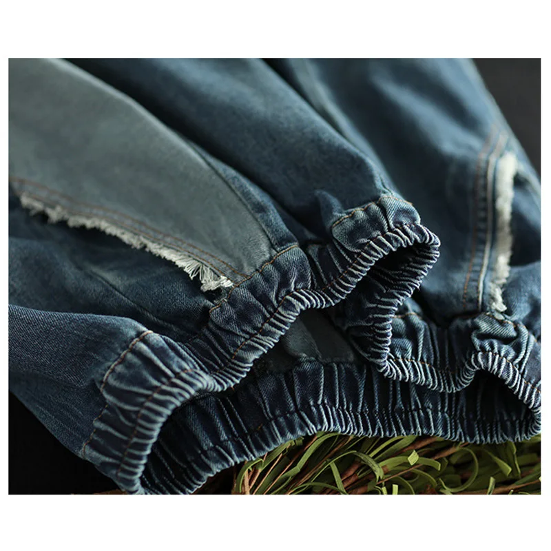 

New Brand Spliced Wide Leg Pants Female Fashion High Waist Jeans Woman Streetwear Washed Loose Casual Pants Plus Size