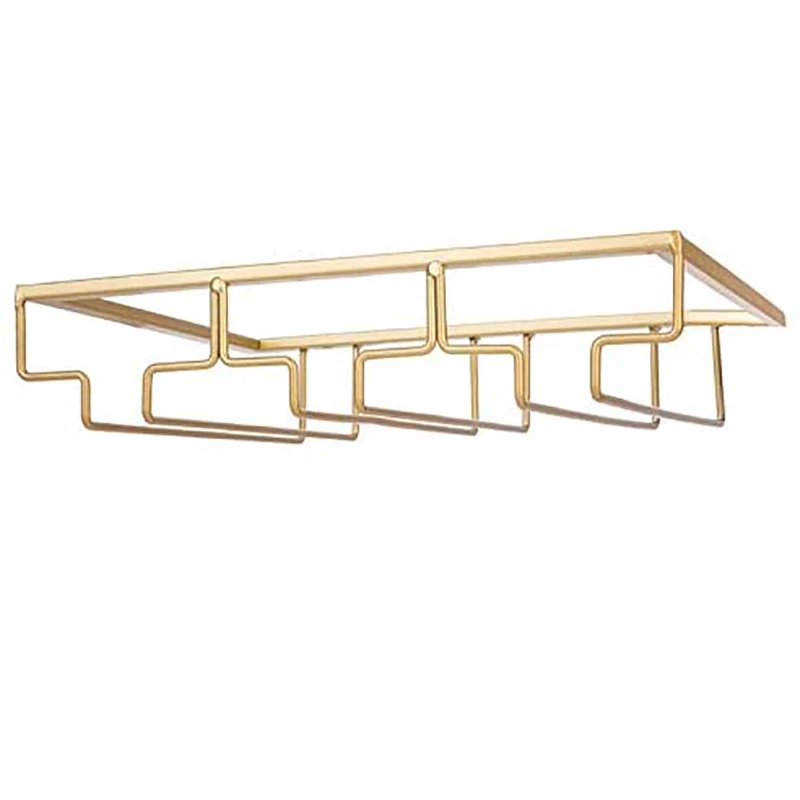 

3 Rows Wine Glass Rack Under Cabinet Stemware Holder Iron Wine Glass Organizer Glasses Storage Hanger for Bar Kitchen
