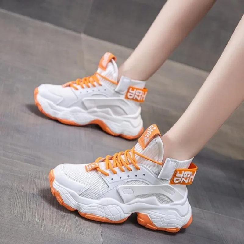 

High Top Sock Breathable Sneakers Autumn Spring Womens Shoes Chunky Ladies Sport Shoes White Sneakers Soft Lightweight