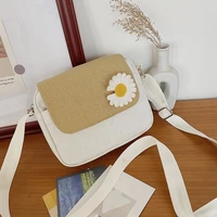 women canvas flap shoulder messenger bag simple ladies daisy crossbody bags small portable female girls daily pouch handbags