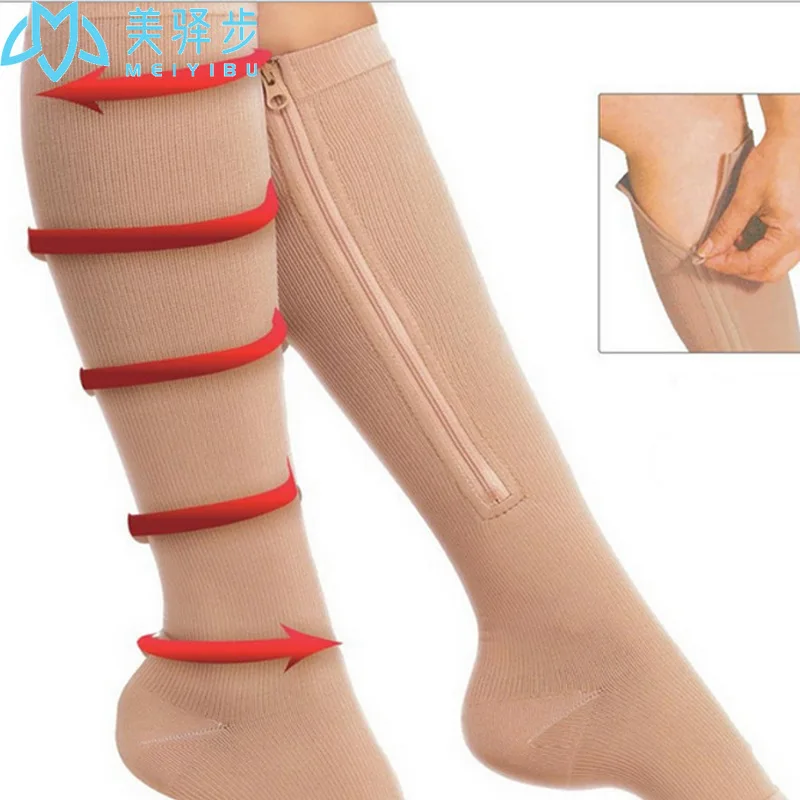 3 PAIRS Copper Zipper Compression Socks Toeless for Women Men 20-30 MmHg Varicose Veins Travel Running Stockings