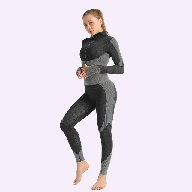 

Women Seamless Gym Set Fitness Sports Suits Gym Cloth Fitness Long Sleeve Shirts High Waist Running Leggings Workout Clothing