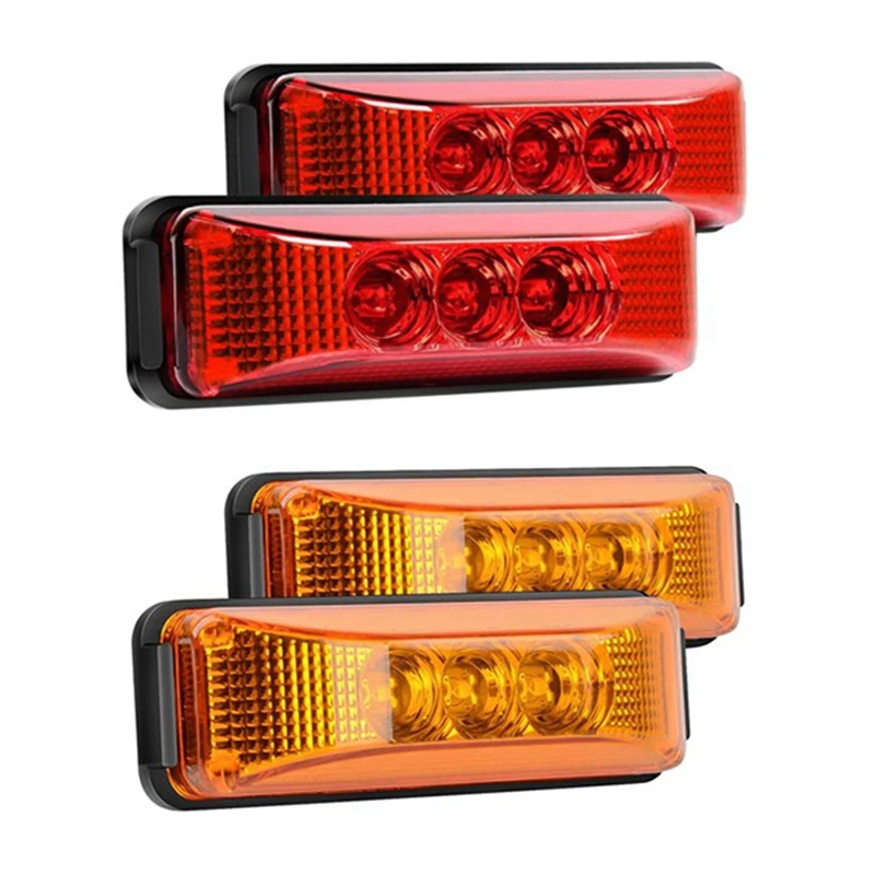 

2PCS 24V 3.9Inch 3 LED Truck Trailer Light Front Rear LED Side Marker Lights Clearance Indicator Lamp Waterproof
