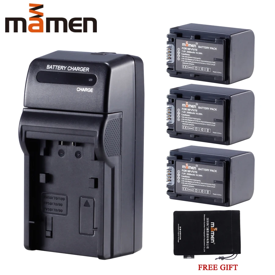 Mamen 3 шт. NP-FV70 NP FV70 NPFV70 Замена Цифровой Li аккумулятор+ одно зарядное устройство для sony HDR-CX230 CX150E CX170 CX300 Z1