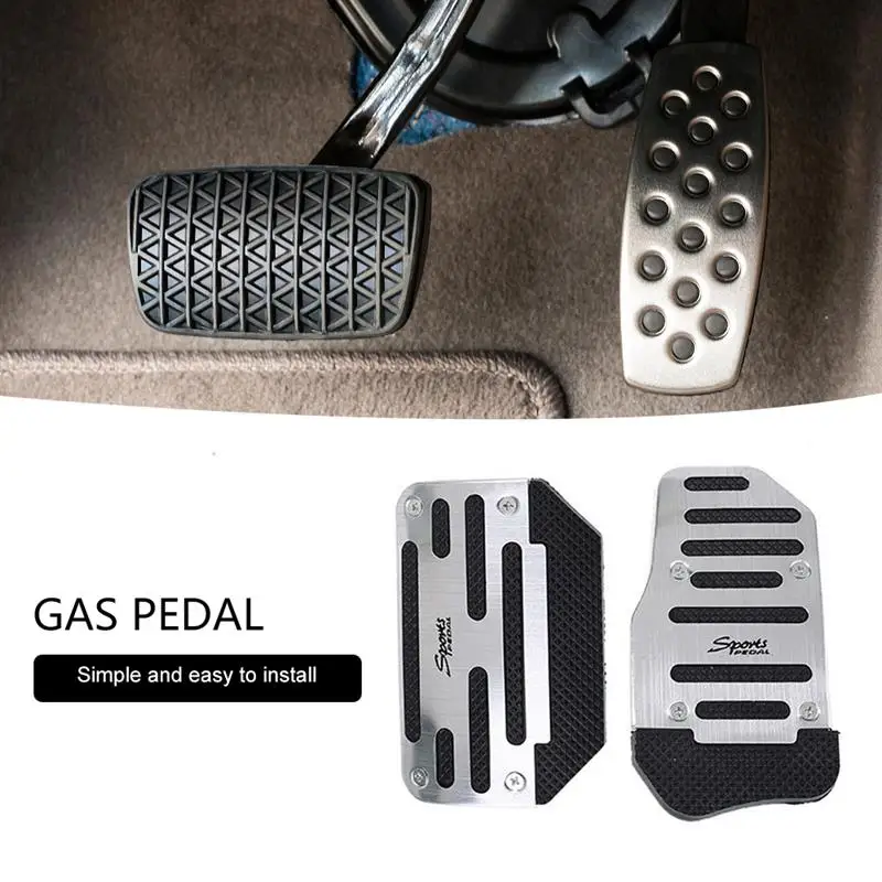 

2pcs Non-Slip Universal Aluminum Pedal Automatic Gas Brake Foot Pedal Pad Cover Replacement Parts Pedals Car Accessories