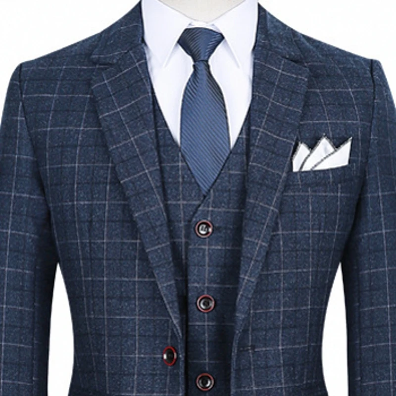 

High Quality Mens Suits Designers 2021 Slim Fit Plaid Business Blazer Formal Costume Homme 3 Pieces Wedding Dress Suit Plus Size