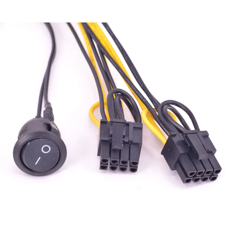 PSU 24 Pin к двойному 6 + 2 8 с переключателем ВКЛ./ВЫКЛ. Кабель питания PCIe 6Pin папа мама