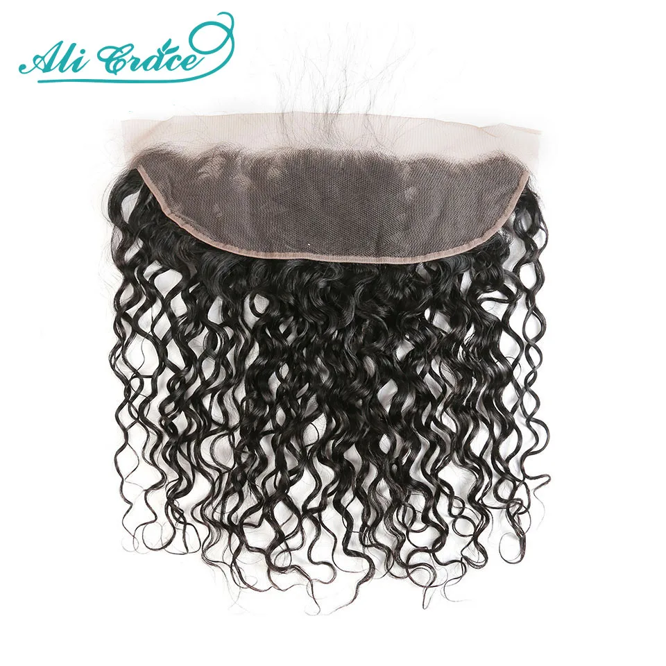 Али Грация волос волна воды перуанские волосы Связки с 13x4 кружевной фронтальный 4