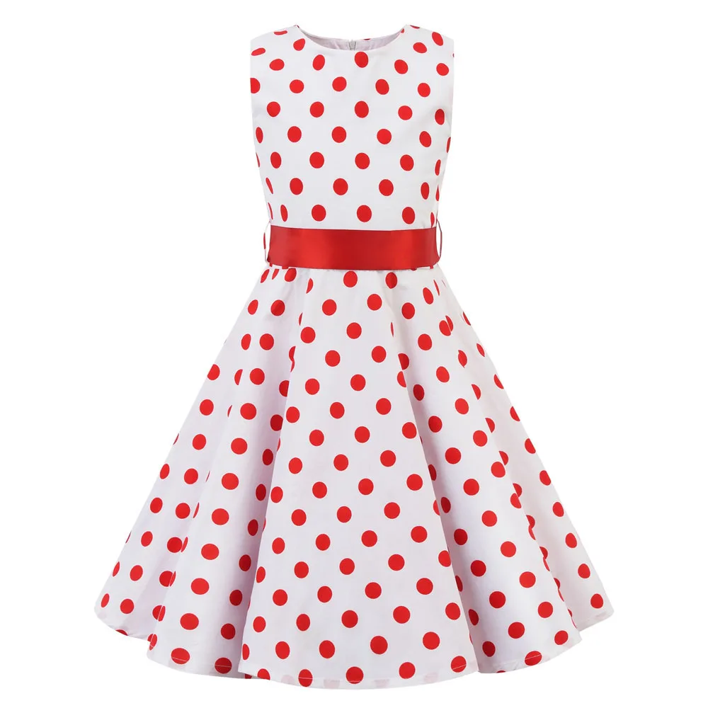Летнее винтажное платье для маленьких девочек размер 50s 2020 сарафан в горошек без