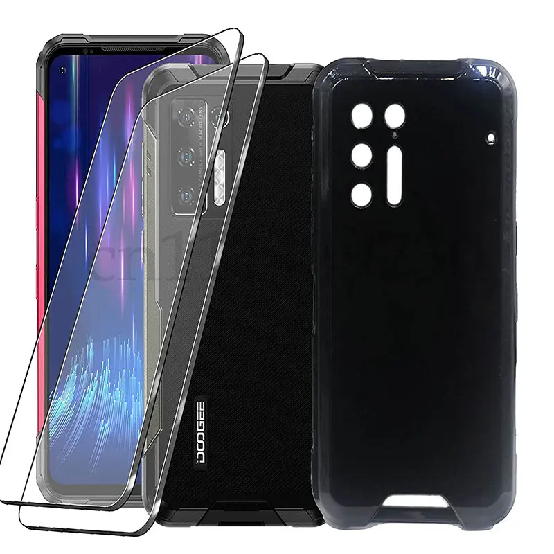 Стекло и силиконовый чехол 3-в-1 Для DOOGEE S97 Pro Чехол закаленное стекло Защита экрана
