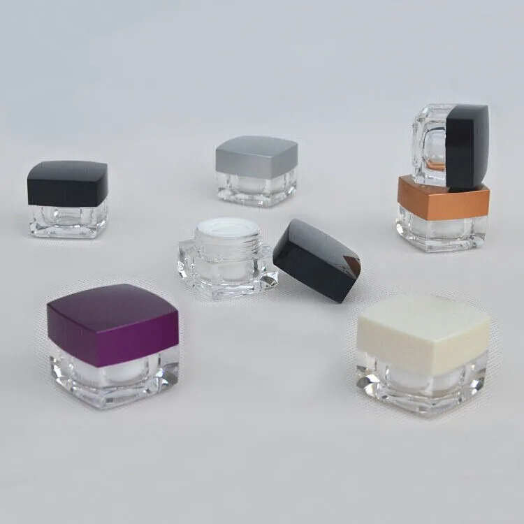 5g пластиковая квадратная бутылка для крема нескольких цветов/банка/олово