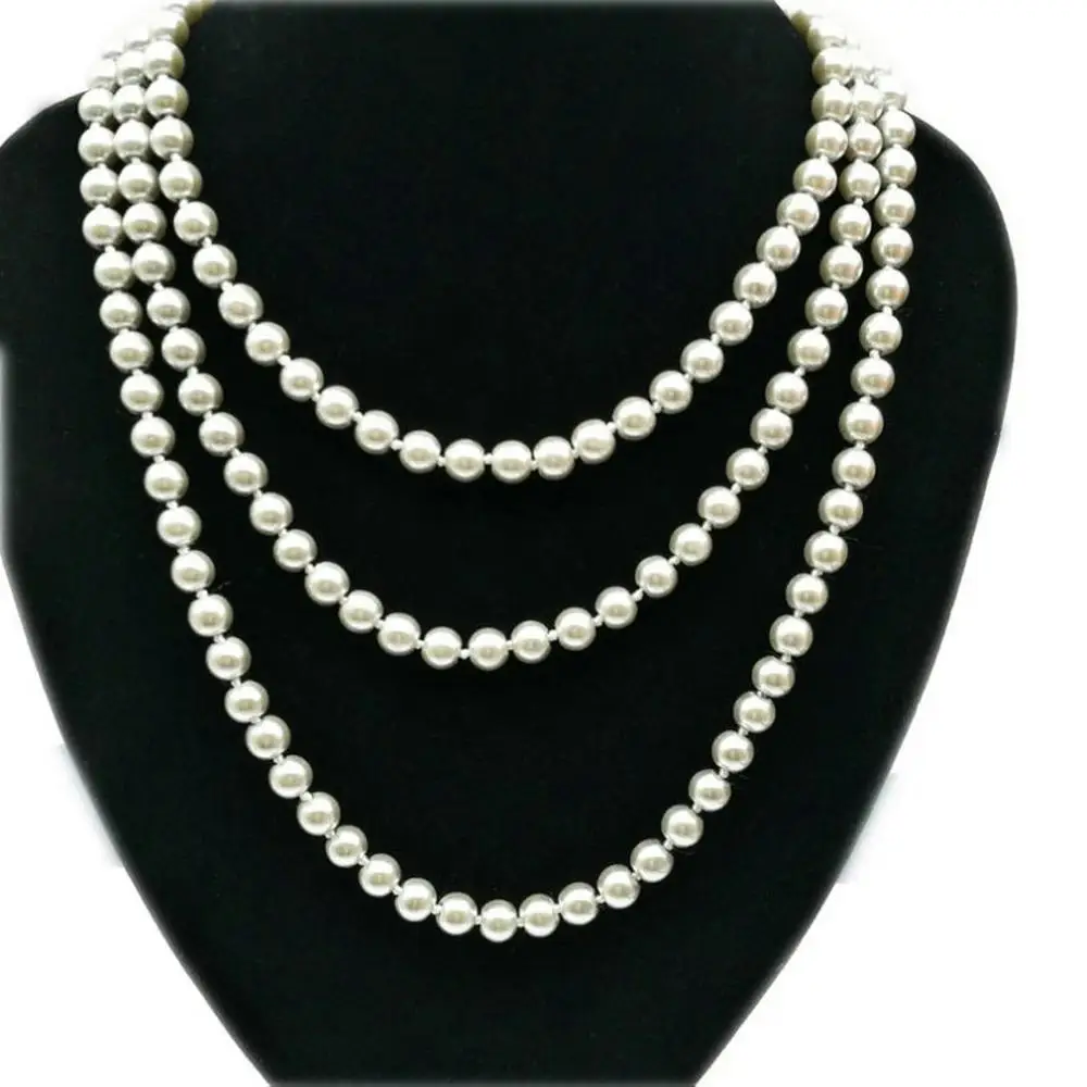

8mm Nice Charm Pearl Necklace For Women 75cm Long Sweater Chain White Fashion Jewelry