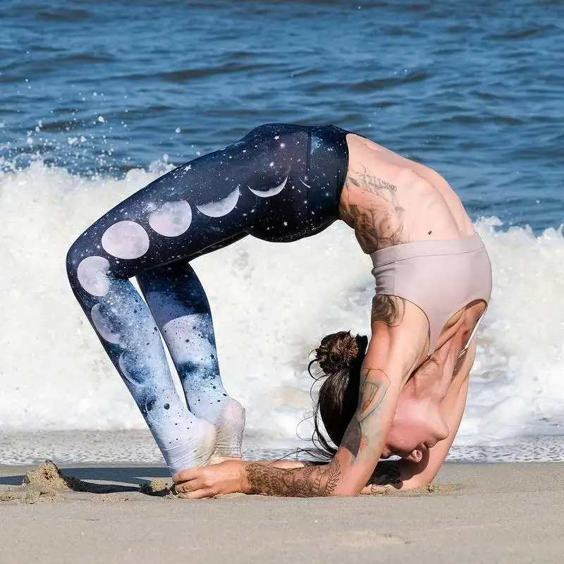 INS recommended the moon gradient sky digital printing yoga pants stretch tight leggings L001 gym Leggings | Спорт и развлечения