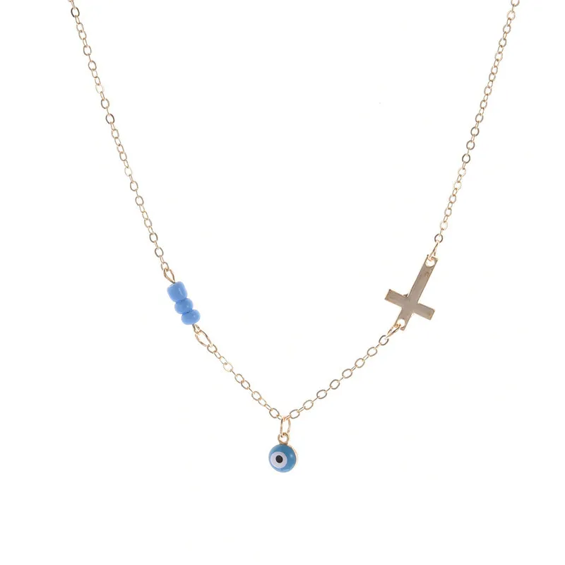 Женское колье-чокер с подвеской Крест глазом модное колье из бусин 2020 | Украшения