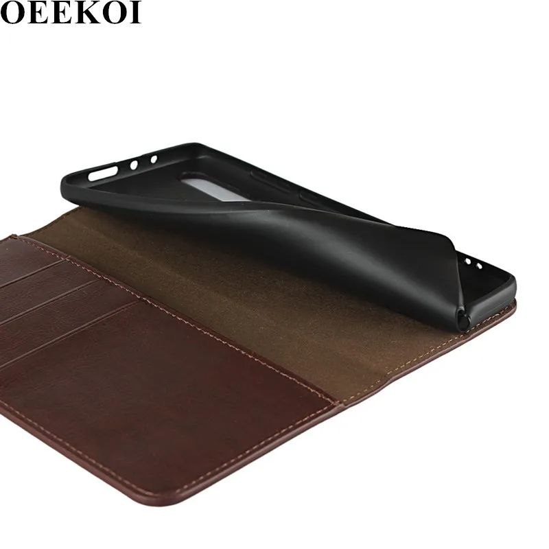 

OEEKOI Crazy Horse Genuine Leather Wallet Flip Case for Xiaomi Mi 10
