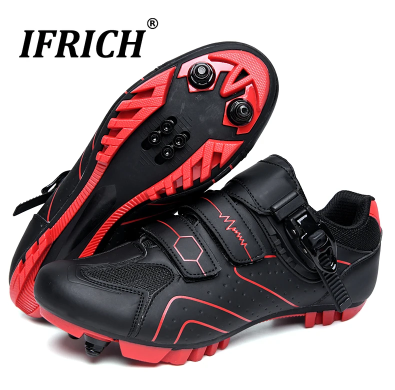 

Mens Cycling Shoes Women MTB Road Bike Shoes Mountain Leather Bicycle Riding Shoes Boys Touring Cycling Spin Shoes Velcro Straps
