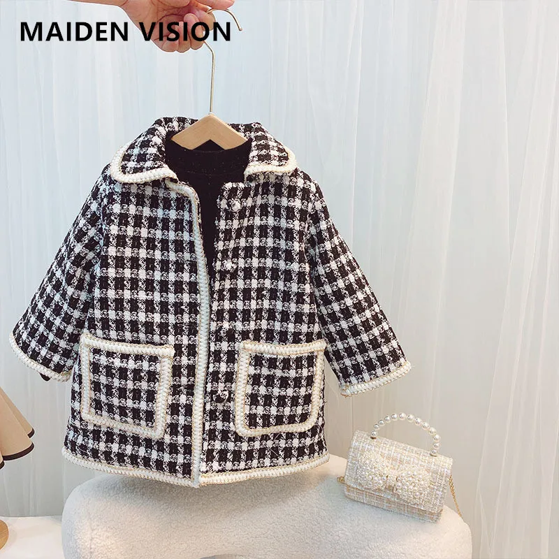 

Toddler Kids Baby Girls Overcoat Woolen lattice Single Breasted Coat For 2-8T Girl Lady's Outerwear Winter Warm Clothes Snowsuit