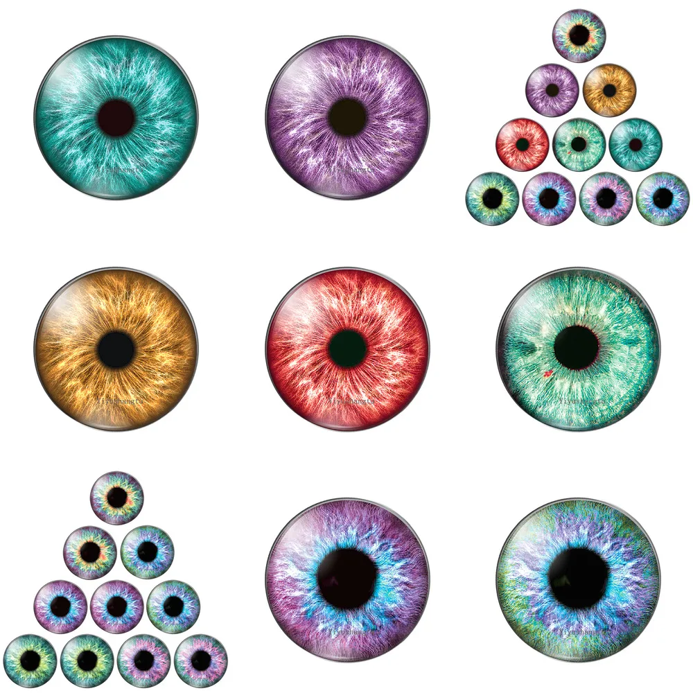 

Animal Eyes Dragon Doll Toy Eyeball Mixed or Pairs 12mm/20mm/25mm/30mm Round Photo Glass Cabochon Demo Flat Back Making Findings