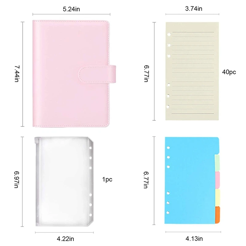 

47 Pcs of A6 PU Leather Notebook Binder Set,of Color Page Paper,Binder with Magnetic Clasp,for Internal Filling Paper
