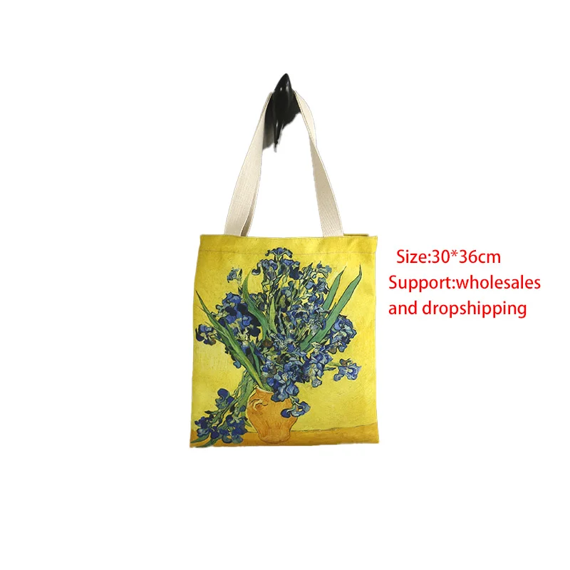 

Сумка-тоут женская, холщовая, с рисунком Ван Гога, складная