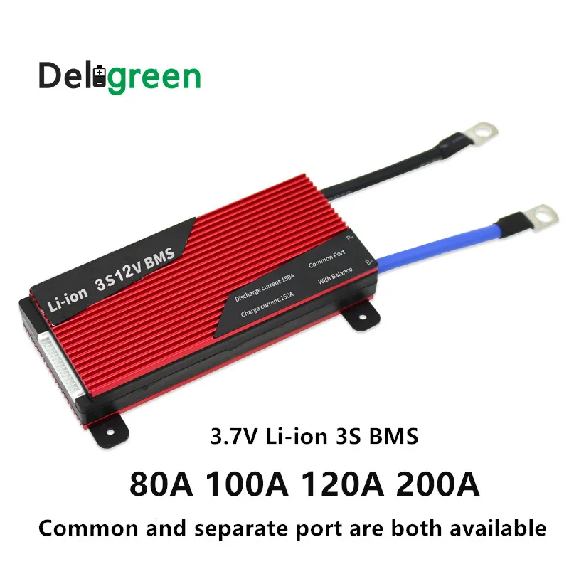 Deligreen bms 3S 12V 80A 100A 120A 200A литиевый аккумулятор bms/PCB для литий-ионной lipo батареи с балансом
