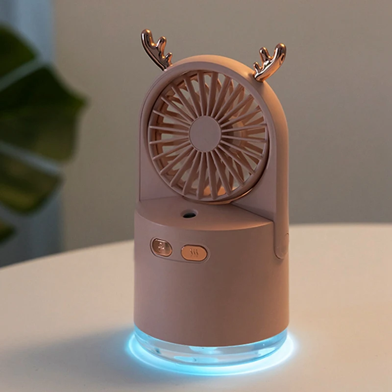 

2set Portable USB Fan with Air Diffuser Cooler Mini Fan Desk Desktop Fan Humidifier Green & Pink