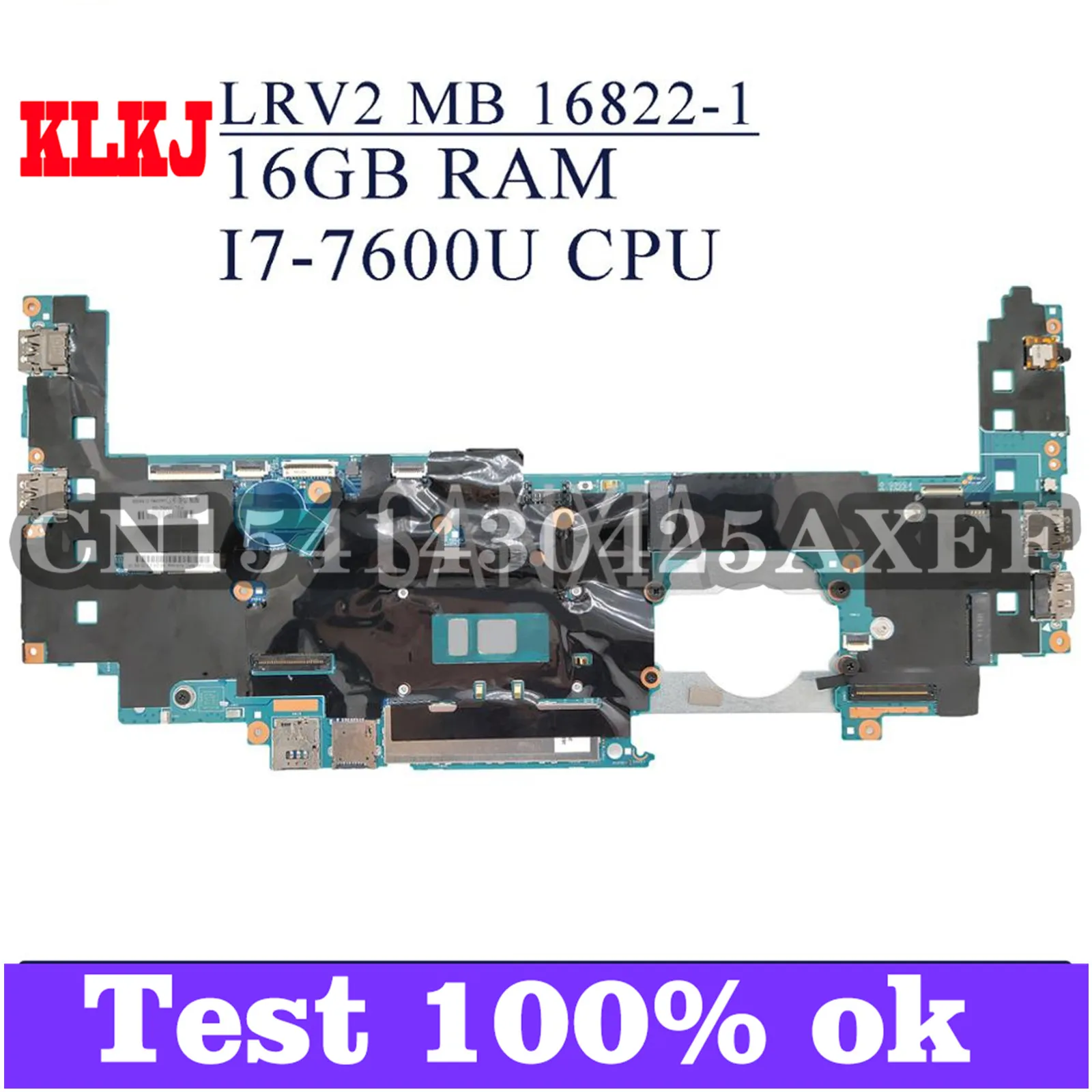 

KLKJ 16822-1 Laptop Motherboard For Lenovo Thinkpad X1-Carbon 2017 Original Mainboard 16G-RAM I7-7600U CPU