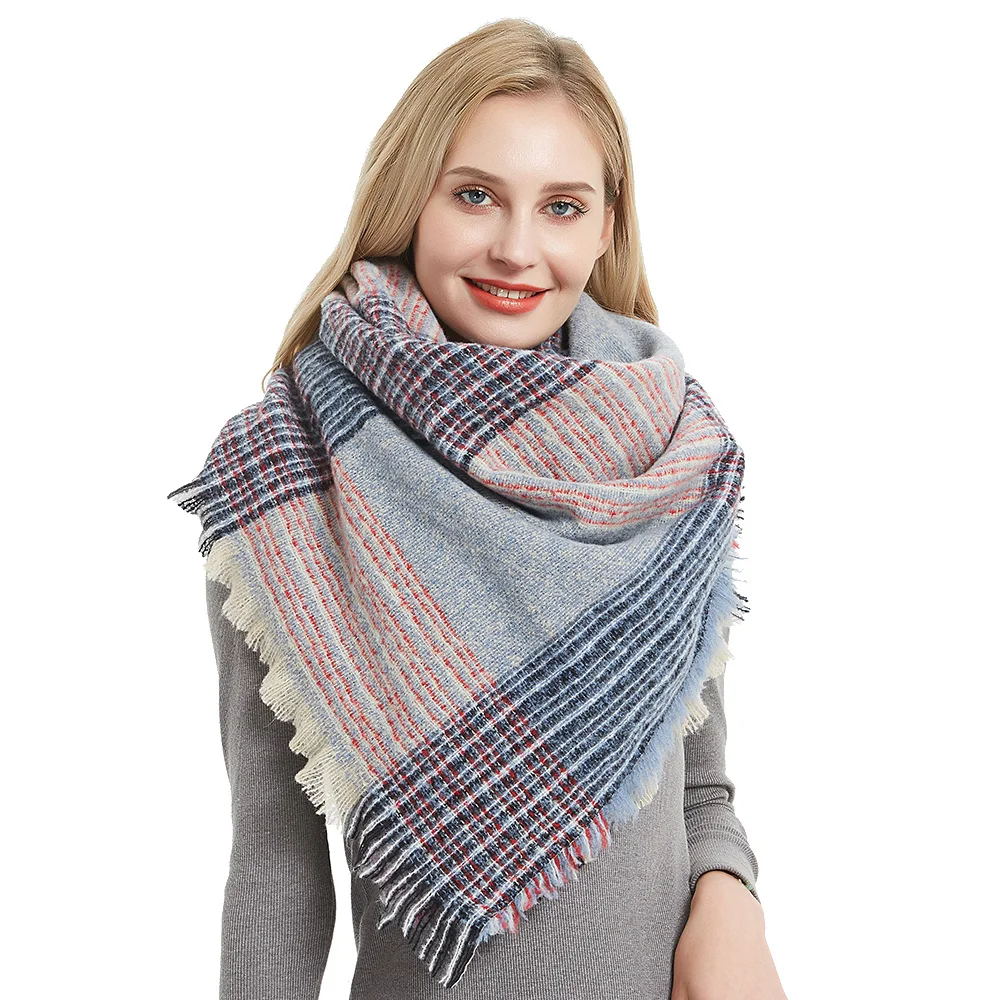 

2019 модный дешевый осенне-зимний новый клетчатый квадратный шарф, женские теплые кашемировые бриллиантовые роскошные брендовые женские шар...